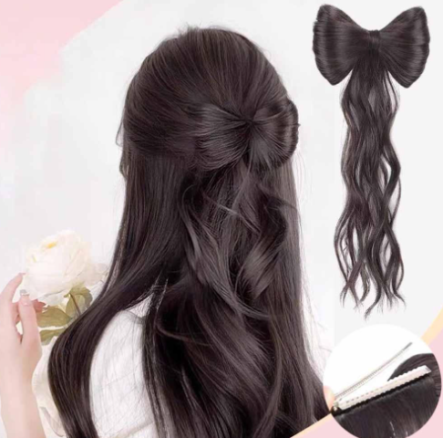 Bow Knot Half-Tie High Ponytail Wig Braid Grab Clip Hair Bag Ball Headwear Hair Accessories
