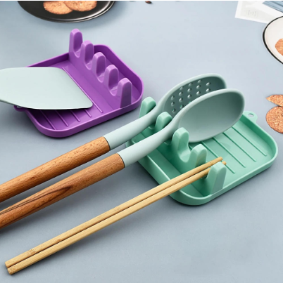 Spoon Rest, Kitchen Utensils And Spoon Plastic Rest with Deep Drip Pad And Pot Lid Holder, BPA Free & Heat Resistant Non Slip Spatula Holder