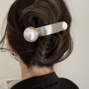 Elegant Lady Girls Big Pearl Barrette Metal Hairpin Hair Clips Hearwear for Girls