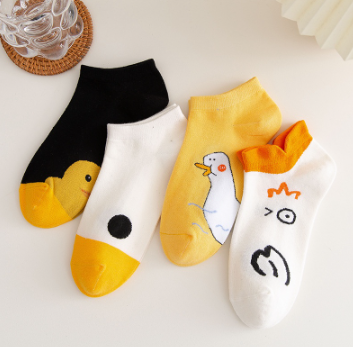 KAFU D524 Ladies Cute Cartoon Duck Boat Socks Cotton Fashion Socks