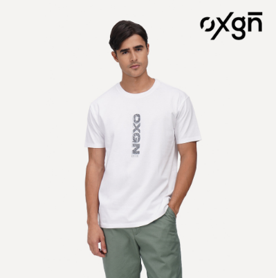 OXGN Logo Graphic Print T-Shirt For Men (White)