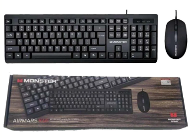 Monster KM1 USB Wired Keyboard and Mouse Combo Set - Durable / Comfortable / Quiet / Good for Office