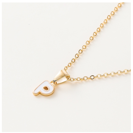 St.kunkka Three-Dimensional Metal English Letter Pendant Necklace Ladies Necklace A-Z for Gift P