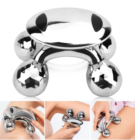 4D Rolling Massager Handheld Manual Cellulite Massager Fascia Roller for Relief Muscles Neck Arm Leg Back Massage Roller Tool