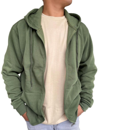 Zipped Green Long Sleeve hoodie Jacket