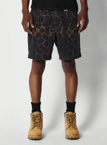 SUMWON Denim Carpenter Short With Leopard Print