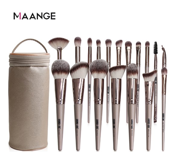 Maange Makeup Brushes Set With Cosmetic Bag Professional Cosmetic Brush Tools 18 Pcs