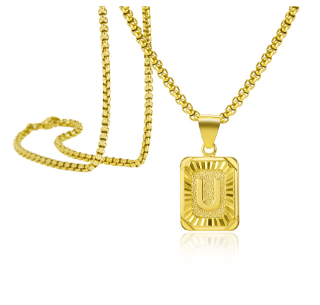 26 Letter Necklace Initial Pendant Men Women Fashion New Gold Plated Silver Plated Box Chain 22 Inch Factory Wholesale U