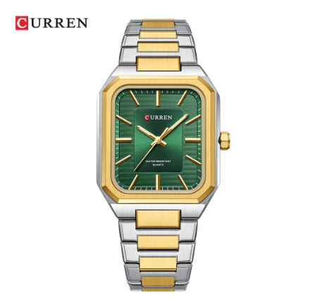 CURREN top luxury Original Genuine casual fashion business temperament simple style quartz waterproof men's watch 8457 X SILVER GOLD GREEN