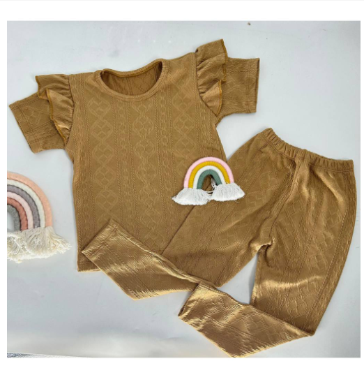 Gwen Kids Ruffle Sleeve Tee and Leggings Terno for Girls D8