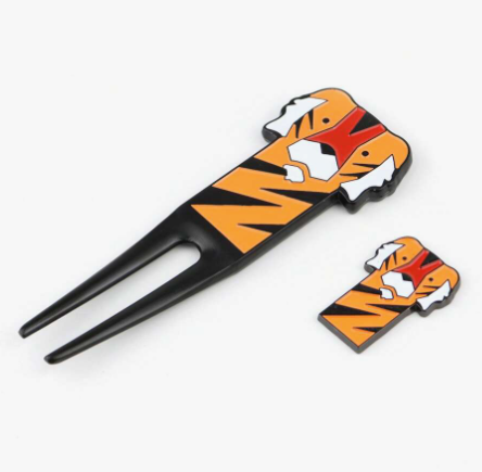 Cute Tiger Head Golf Divot Repair Tool With Ball Marker, Golf Accessories