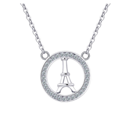 Eiffel Necklace Pendant 92.5 Italy Silver Korean and Japan Fashion Jewelry