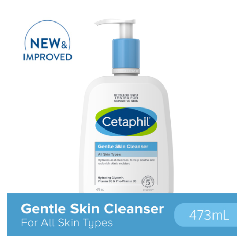 Cetaphil Gentle Skin Cleanser 473ml (For Sensitive Skin / Non-Drying Facial Wash / Paraben Free)