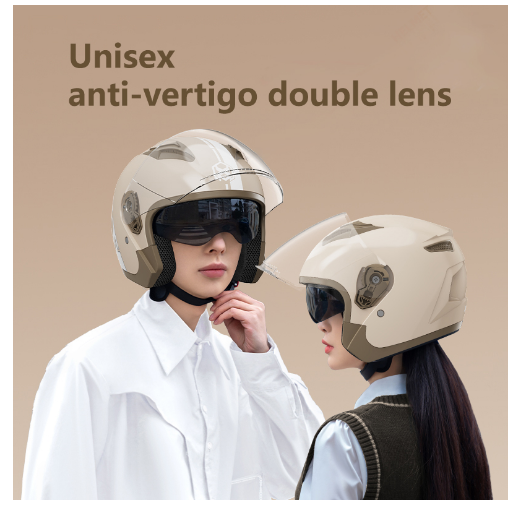 AXK Motorcycle Half Face Helmet For Men And Women HD Double Mirror ICC Authentication