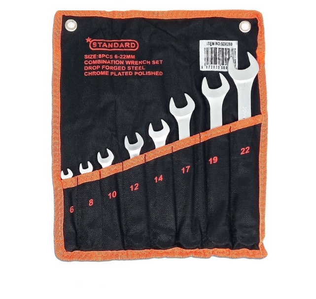 Standard Combination Wrench Set with Bag Chrome Vanadium Steel Hardware Tools (SD0280 - SD0281)