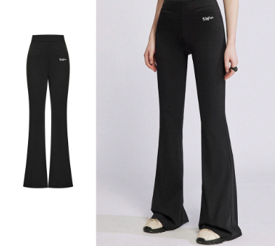 Lovito Women Embroidery Flare Leg Pants L61AD107 Black