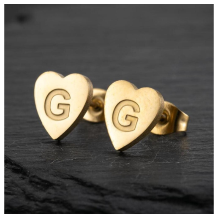Stainless Steel Cute Small Tiny Heart Initial English Letter Stud Earrings For Women Gold Color Alphabet Jewelry Birthday Gift G