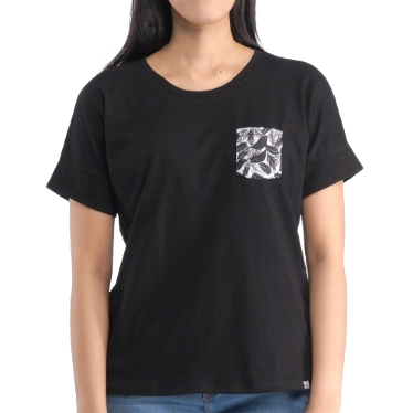 RRJ Basic Tees for Ladies Relaxed Fitting Shirt Special Fabric Trendy fashion Casual Top 128461Black