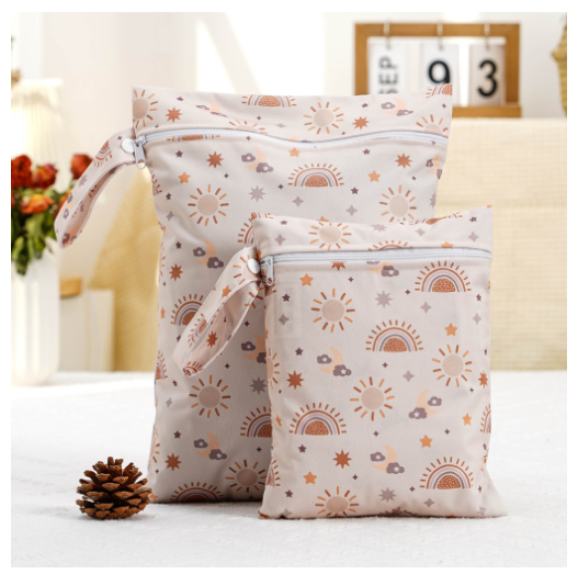 2pcs Reusable Wet Bags with Two Zippered Pockets and Handle 4