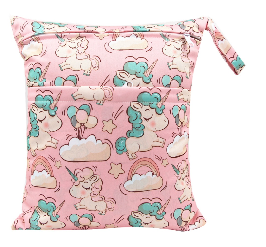 Diaper Wet Dry Bags Duble Zipper Printed Portable Waterproof Dag Storage Bag Swimwear Bag  30x36cm