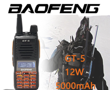 2021 BF GT-5 12W Baofeng Walkie Talkie Long Range 10 KM Two Way Ham Radio Dual PTT hf Transceiver