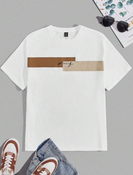 Manfinity Homme Men Plus Letter Graphic Colorblock Tee