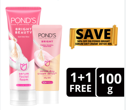 Pond's Bright Serum Facial Foam 100g + Pond's Bright Serum Day Cream 40g