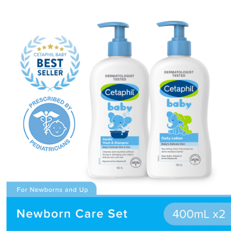 Cetaphil Newborn Care Set (Baby Gentle Wash & Shampoo Pump - 400ml + Baby Daily Lotion - 400ml)