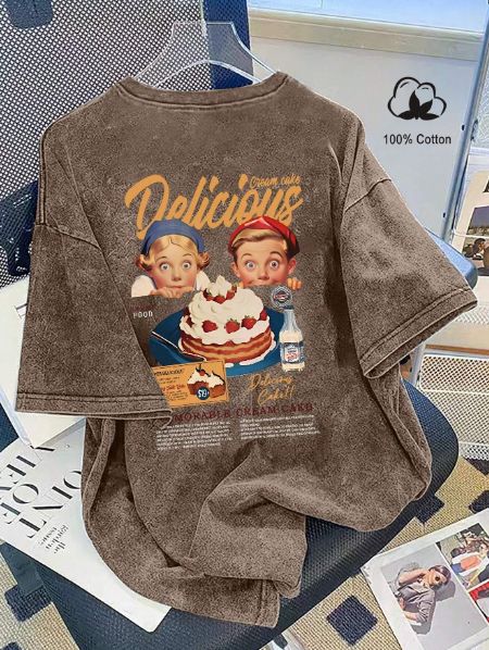 Manfinity Hypemode Plus Size Men's Casual Round Neck Short Sleeve T-Shirt With Slogan & Cartoon Character Print