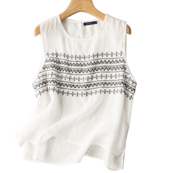 ZANZEA Women Pose Casual Sleeveles Round Neck Embroidered Tanks