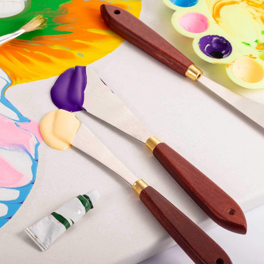 4Pcs/set Stainless Steel Spatula Kit Palette Gouache Supplies For Oil Painting Knife Fine Arts Painting Tool Set Flexible Blades