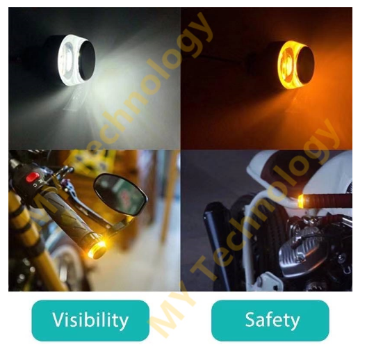 2Pcs Motorcycle LED Handlebar End Turn Signal Light DC 12V Side Indicator Light With Light LED53