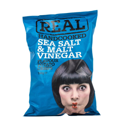 Real Handcooked Sea Salt & Malt Vinegar Potato Crisps 150g