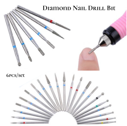 6Pcs/Set Diamond Nail Drill Bit Rotery for Pedicure Manicure Cuticle Pro Nail Drill - Set 04