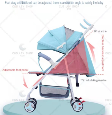Wholesale lightweight baby stroller carriage travel convenient folding baby simple child mini pink