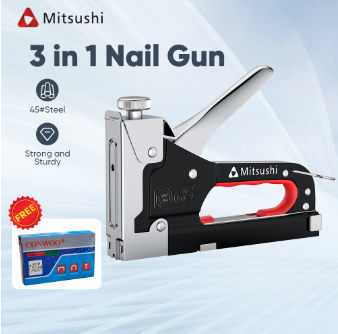 Mitsushi 3-in-1 Staple Gun And 600 pcs 3-Type Nails Set