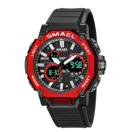 Smael 8047 Sports Quartz Watch Male Clock 50M Waterproof Stopwatch LED Backlight Multifunction Chronograph M8