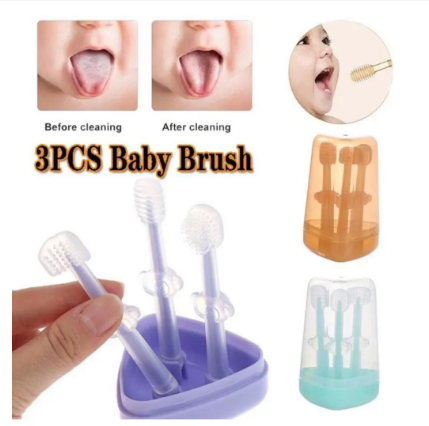 3pcs Toothbrush Kids Newborn Soft Brush Head Kit Dental Care Baby infant set silicone