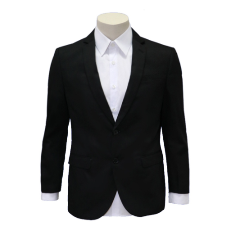 Men's Slim Fit Plain Two-Button Suit Blazer (Black)
