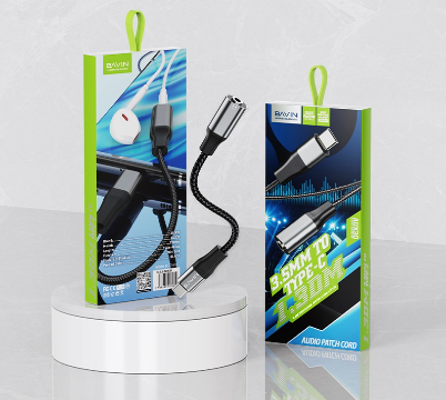 Bavin AUX30 Earphone Headphone Adapter w/ Female Type-C to 3.5mm USB Connector & Audio AUX Cable