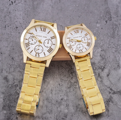 Stainless Steel Gold Couple Watch