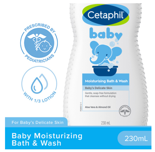 Cetaphil Baby Ultra Moisturizing Bath & Wash 230ml (with Aloe Vera and Almond Oil / Hypoallergenic)