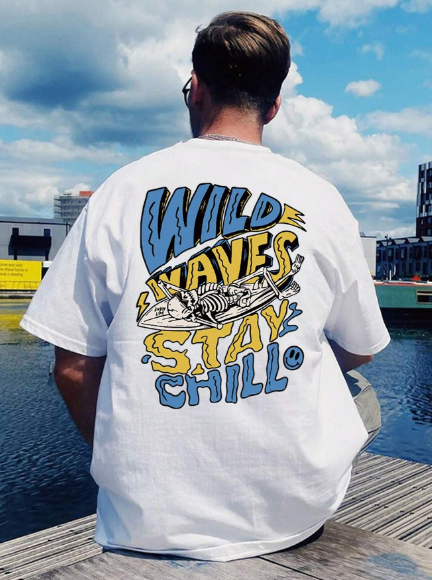 Men's Skull & Letter Print Short Sleeve T-Shirt