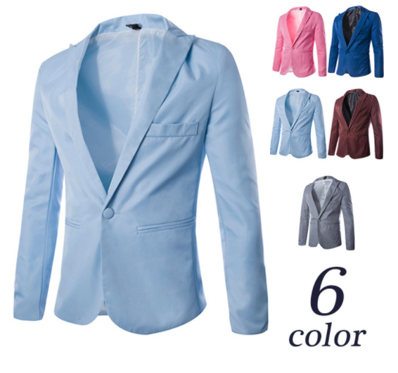 Fashion Stylish Men's Blazer Coat Jacket Casual Slim Fit One Button Suit Coat