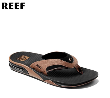 Reef Mens Fanning Black And Tan Sandals