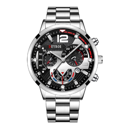 DEYROS Men's Waterproof Quartz Business Wacthes Black Stainless Steel Analog Original Wristwatch Men Watch Relo Ng Kalalakihan 12