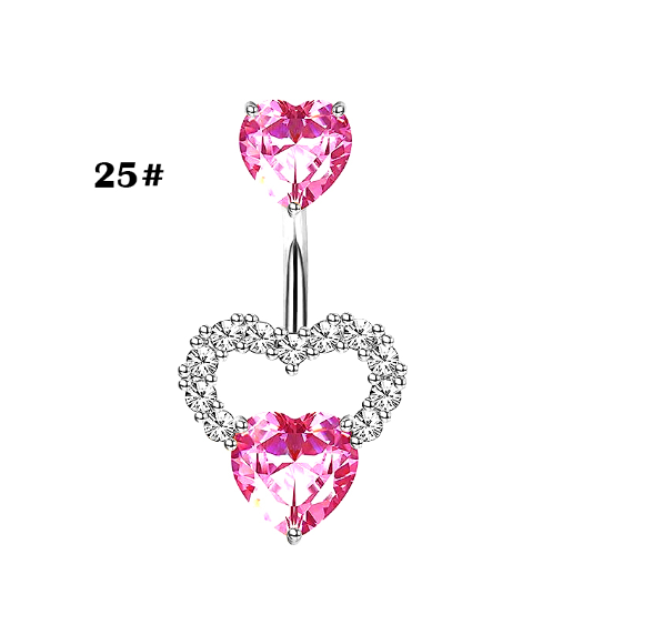 Stainless Steel Heart Piercing Jewellery Zirconia Butterfly Belly Button Ring Belly Button Clasp Pink 25