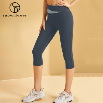 Superflower Women's Spliced Shorts with No Embarrassing Lines and High Elasticity for Sports Fitness and Yoga 3/4 Pants