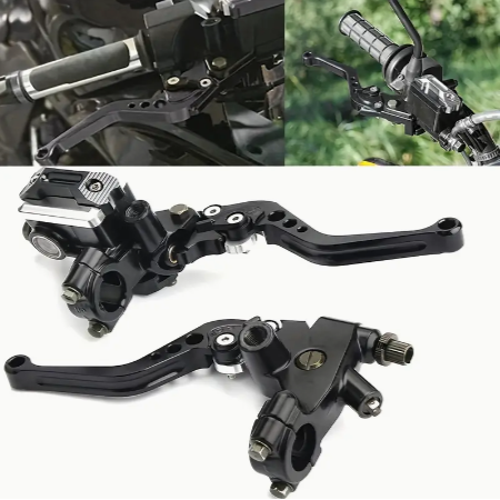 7/8 Inch Handlebar Universal Motorcycle Brake Levers Clutch Lever Brake Cylinder, Black, 1 Pair