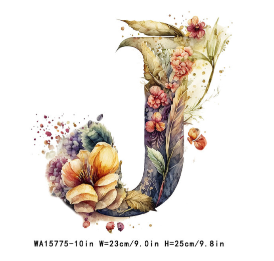 A-Z Letter Visual Design Iron On Transfer For Clothing Dtf Transfers Ready To Press J